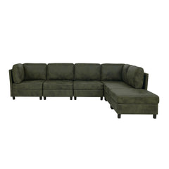 Faux Leather Fabric Upholstered Modular Sectional