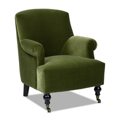 Eden 30" Pleated Sock Arm Accent Armchair, Olive Green Performance Velvet