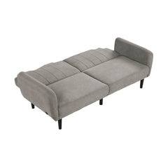 Contemporary Converts to Bed Gray 1pc Futon Sofa Channeled Tufted Back Soft Track Arm Couch W USB
