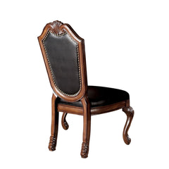 Epimetheus Black Synthetic Leather & Cherry Finish De Ville Side Chair (Set of 2)