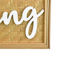 Moon Wall Decor Sign, 28 Inch Brown Wood Background, White