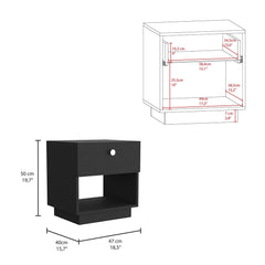 Venus 1 Drawer Nightstand, Open Lower Shelf