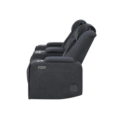 Epic Black Power Reclining loveseat with Power Headrest, LED and Bluetooth Speaker