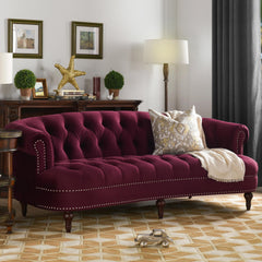 Harmony Rosa Victorian Chesterfield Tufted Sofa, Burgundy Velvet
