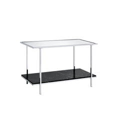 Zeus Mirrored Faux Marble & Chrome Console Table