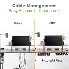 2PC Metal under desk table mount cable management rack ventilation and cord control slots Black