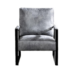 Nirvana Classic Mid Century Modern Accent Chair with Durable Square Metal Frame, Armchair for Living Room, Bedroom, Home Office in Spotted Microfiber Upholstery, Grey