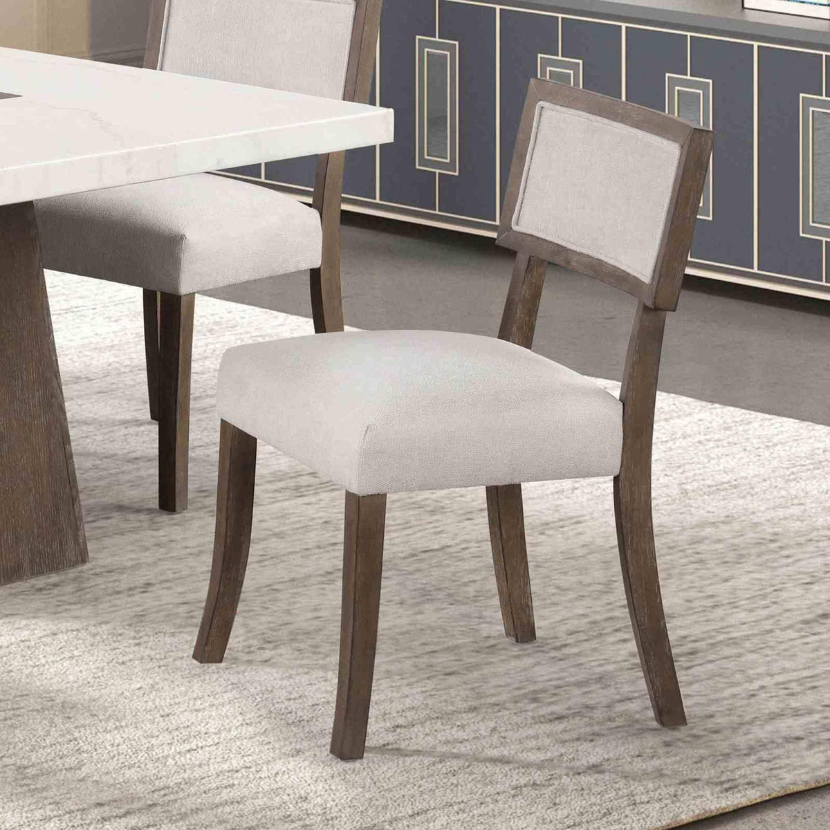 Contemporary Style 2pc Side Chair Upholstered Seat And Back Rest Dark Walnut And Light Gray Finish Dining Room