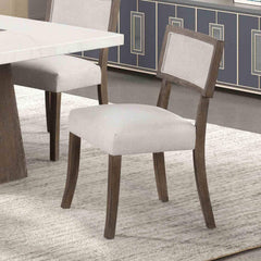 Contemporary Style 2pc Side Chair Upholstered Seat And Back Rest Dark Walnut And Light Gray Finish Dining Room
