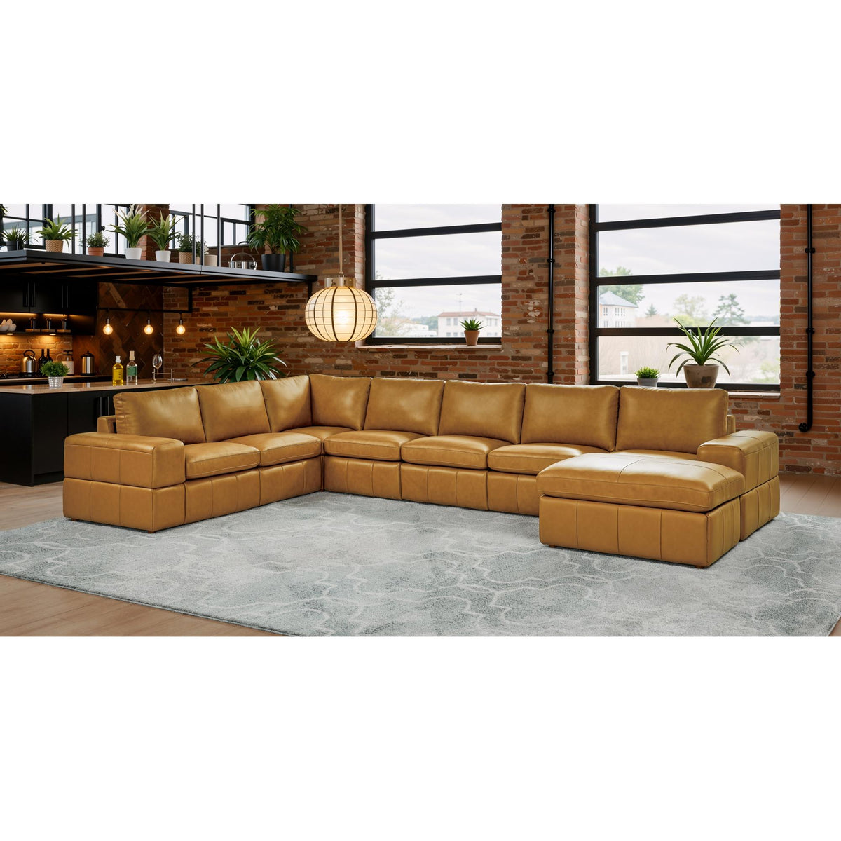 Large Arm Leather Match Upholstery Modular Sectional