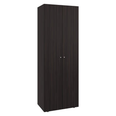 Home 2 Doors Closet System Armoire, Hanging Rod and Storage Shelf, Modern Armoire for Bedroom Organization Storage, Stained Walnut
