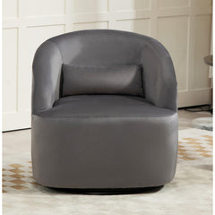 361 Degree Swivel Barrel Accent Chair, Velvet Upholstered Curved Armchair, Fully Assembled Contemporary Leisure Chair for Living Room Bedroom Office