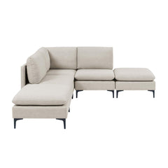 Linen Upholstered Modular Sectional with Metal Legs