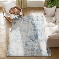 Area Rug 4x6, Machine Washable Rug, Non-Slip Modern Abstract Floor Carpet for Living Room, Bedroom, Dining Room, Blue