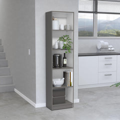 Bookcase Compact Bookshelf with Multiple Shelves, Matt Gray / White