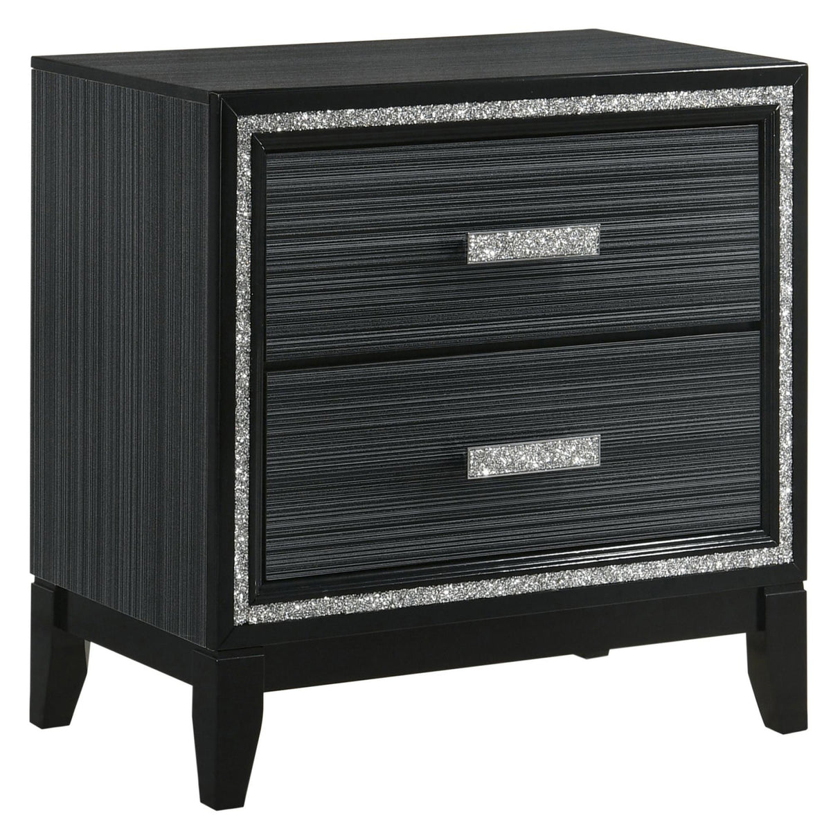 Pluto Black 2-drawer Nightstand