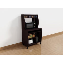 Polyxena cart computer cart utility cart with hutch shelves spice rack mobile on locking castors red cocoa espresso