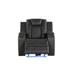 WALTZ LED & Power Recliner Chair Made With Faux Leather in Gray