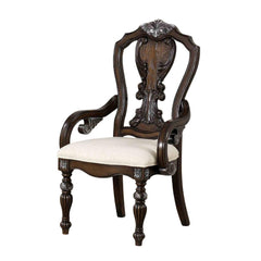 Traditional Style 2pc Arm Chair Ornate Corbels Dark Brown Finish Dining Room