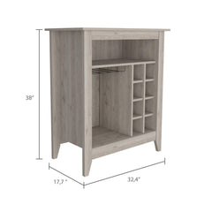 Halo Bar Cabinet, One Open Shelf, Six Built-in Wine Rack, One Drawer -Light Gray
