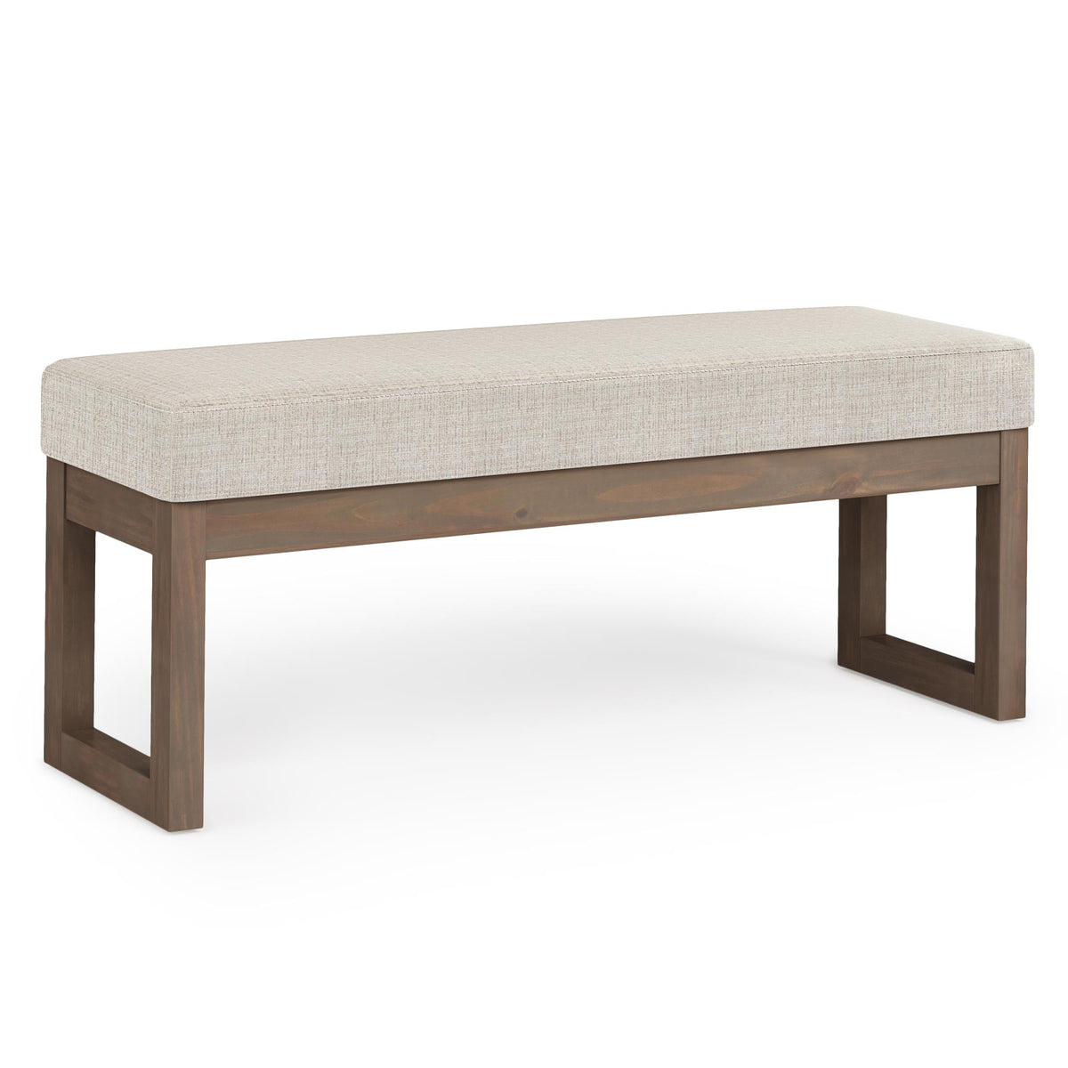 Eden 44 inch Wide Solid Wood Large Ottoman Bench in Platinum