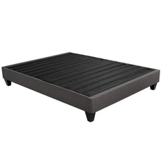 Queen Size Platform Bed Base, Upholstered Mattress Foundation Bed Frame, Dark Grey