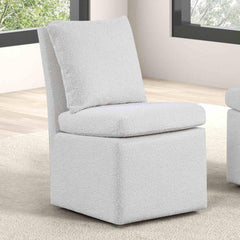 Contemporary Style 1pc Dining Chair Casters Removable Back Pillow White Finish Dining Room