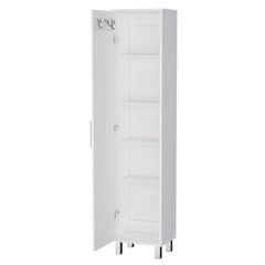 Saturn 1-Door 5-Shelf Tall Storage Cabinet White