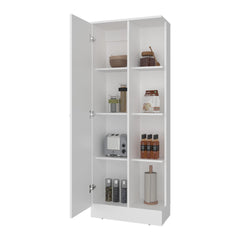 Tiara Multistorage Pantry with 4 Open Storage Shelves and a Single Door Cabinet for Hidden Storage, Multipurpose Organization Pantry for Kitchen, Linen or Laundry