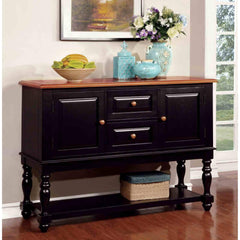 Black And Antique Oak Country Style 1pc Server Solid wood Turned Leg Design Dining Room Furniture