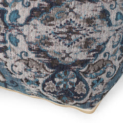 Crown Square Pouf, Blue