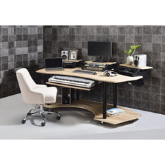 83" Eleazar Natural Oak Finish Music Recording Studio Desk
