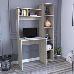 Valhalla Writintg Desk, Two Superior Shelves, Five Cubbies -Light Gray