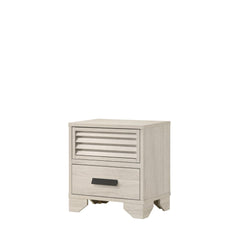 1pc Contemporary 2-Drawer Louvered Design Nightstand Finger Pull Hardware Bedroom Wooden Furniture Beige Finish