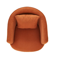 Velvet Accent Chair with Pillow, Modern Upholstered Armchair with Metal Legs, Comfy Barrel Chair for Living Room Bedroom