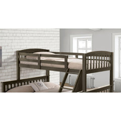 Quasar Twin Full Bed With Slat Design And Angled Ladder, Gray