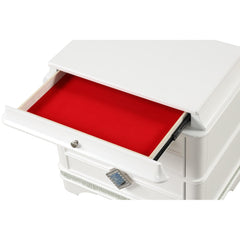 Aeneas Modern Style 2-Drawer Night stand Made with Wood, Hidden Jewelry Drawer and Crystal Accents in White