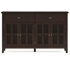 Demeter Solid Wood Large 4 Door Sideboard Buffet in Dark Chestnut Brown