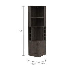 Dark Walnut 8-Bottle 2-Shelf Bar Cabinet