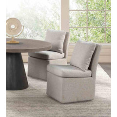 Light Gray Finish Contemporary Style 1pc Dining Chair Casters Removable Back Pillow Dining Room