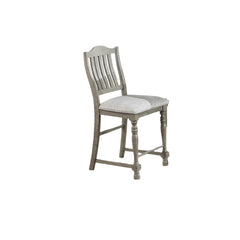 Classic Light Grey Plush Upholstered Cushion Chairs Set of 2pc High Dining Chair Open Slats Back Design