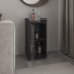 Crest Minibar Cabinet 2 Doors, Open Shelf And Compact Design, Modern Bar Storage, Black