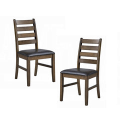 Fable Finish Solid Rubber Wood Dining Side Chairs Set of 2pc Brown Synthetic Leather Upholstery Kitchen Furniture