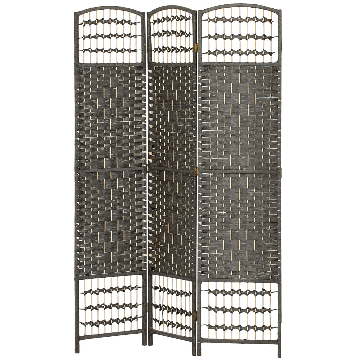 3 Panel Folding Room Divider Portable Privacy Screen Wave Fiber Room Partition for Home Office Dark Gray