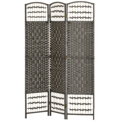 3 Panel Folding Room Divider Portable Privacy Screen Wave Fiber Room Partition for Home Office Dark Gray