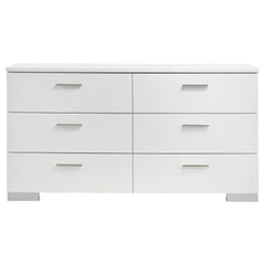 Poem White High Gloss 6-drawer Dresser