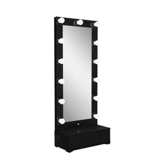 REVELATION BLACK NARROW TALL MIRROR WITH SPEAKER AND DRAWER