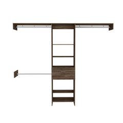 Oasis 250 Closet System, Five Open Shelves, One Drawer, Three Metal Rods -Dark Walnut