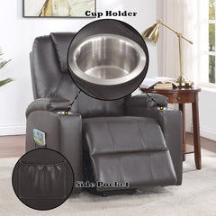 Brown Leather Recliner Aire w/Power Lift & Massage