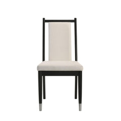 Contemporary Style 2pc Side Chair Arrow Legs Angled Back Silver Capped Legs Black And White Finish